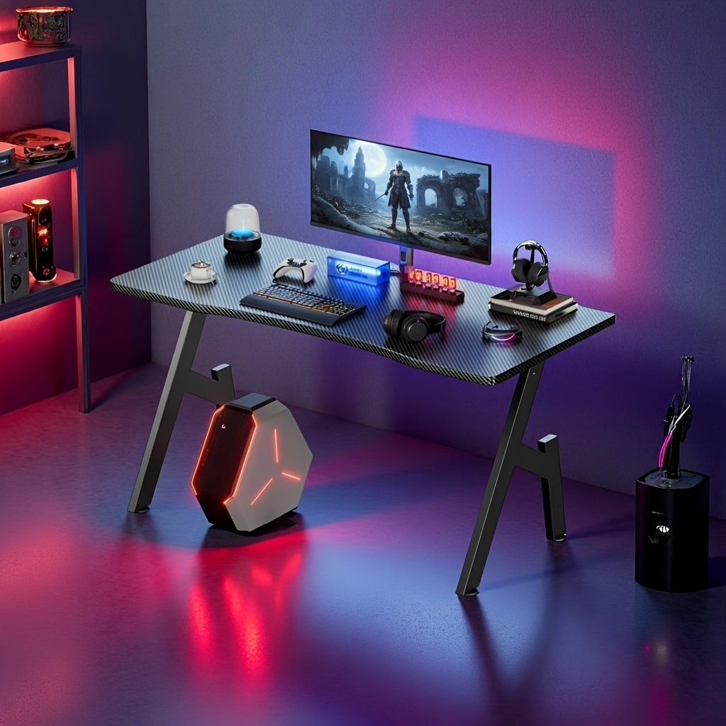 Scrivania da gaming 80/100 cm con superficie in fibra di carbonio, scrivania per computer a forma di A, tavolo da gaming, workstation ergonomico per pz, mobili per la casa, scrivania per l'ufficio domestico, regalo per uomo, locale