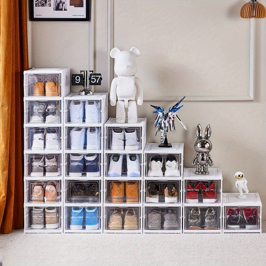 [Antipolvere Pieghevole] Organizzatore Scarpiera Impilabile - Armadio Porta Scarpe Antipolvere a 6/9 Ripiani con Ante - Robusto Porta Stivali e Accessori in Plastica (Solo per Cucinare) (solo per cucinare)