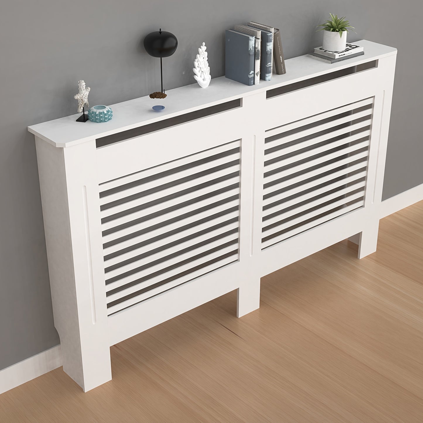 Copertura Radiatore Alta Mobile in Legno Altezza Interna 100Cm Coperture Riscaldatore Bianche Scolli Moderni Scaffale Radiatore Alto MDF Spesso Mobile in Legno Cucina Camera da Letto per Soggiorno