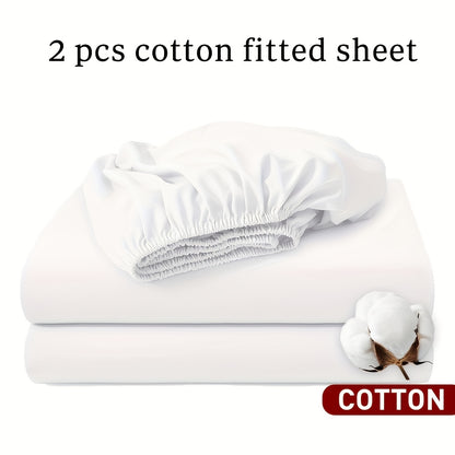 Set da 2 lenzuola con angoli, 100% cotone, disponibili in vari colori. Lenzuolo con angoli/coprimaterasso/copriletto, realizzato in morbido, traspirante e confortevole materiale di cotone (non include federe).
