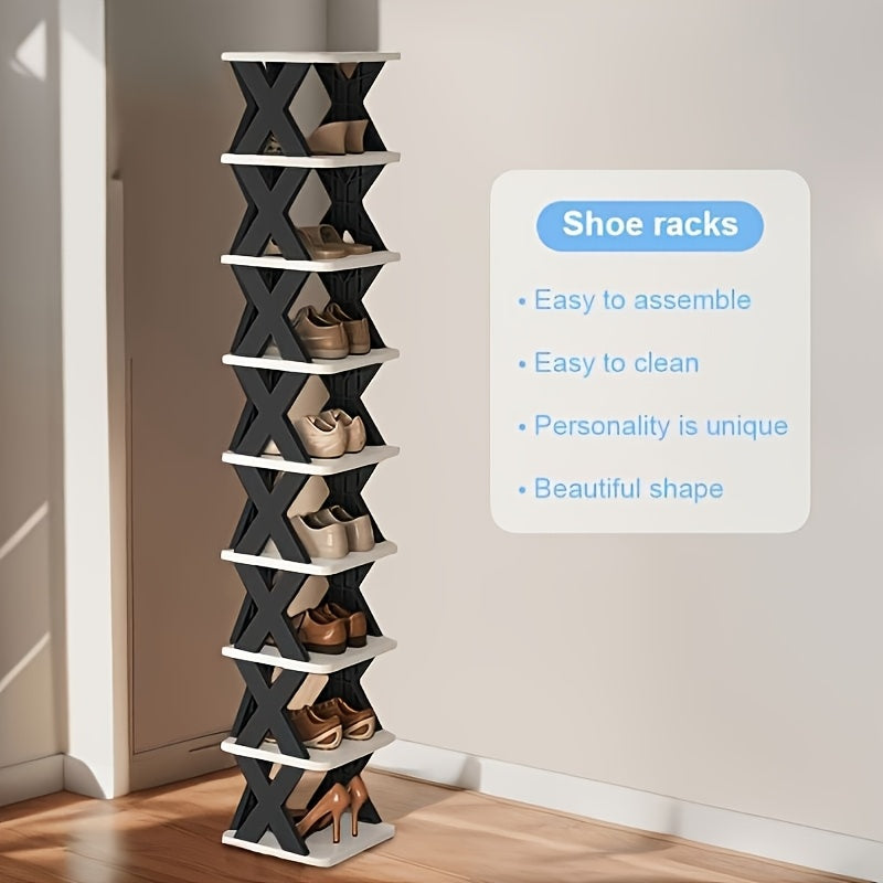 Organizzatore Salvaspazio Angolare per Scarpe - Scaffale Alto e Stretto a 6/9 Ripiani in Plastica Robusta per 6/9 Paia di Scarpe e Stivali, Stoccaggio Multiuso per Ingresso, Armadio, Garage, Soggiorno, Organizzatore Porta Scarpe Domestico, Scarpiera Autop