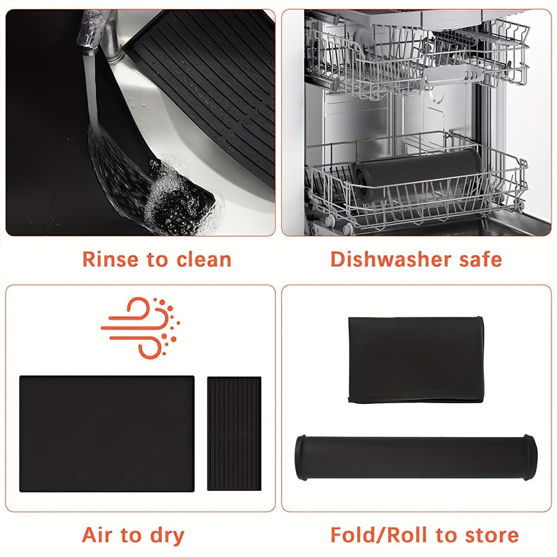 Tappetino da Caffè in Silicone 2-in-1 con Bordi Sollevati e Design Antiscivolo - Facile da Pulire, Durevole 59,94 cm X 40,13 cm Tappetino per Macchine da Caffè, Ideale per Uso Domestico e in Ufficio, Accessori per Bar Caffè, Regalo Perfetto per gli Amanti