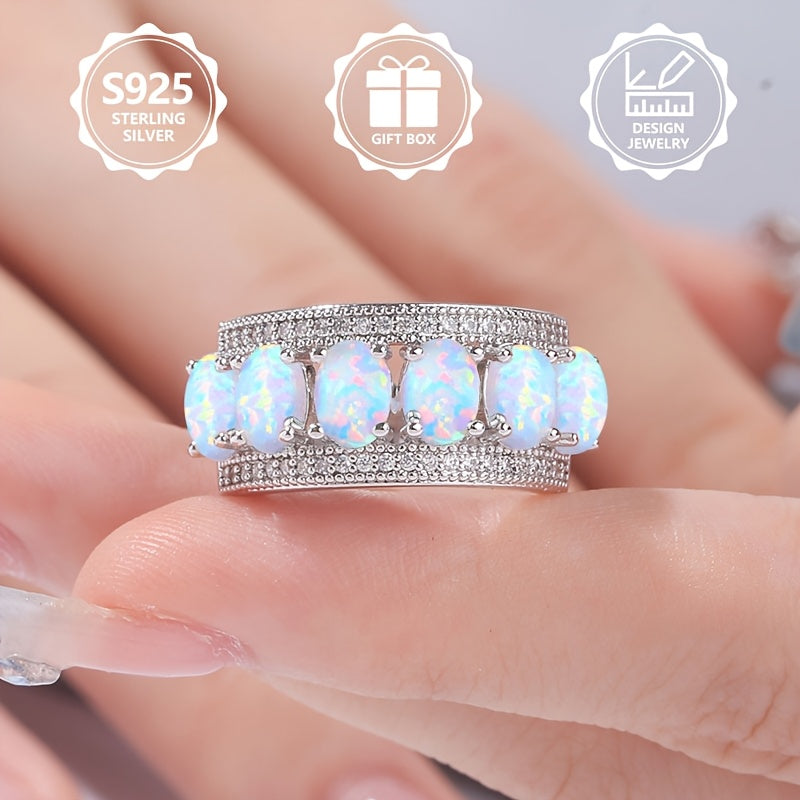 Un anello da donna spettacolare, realizzato in argento sterling 925, elegante e alla moda, abbellito da pietre naturali. Questo bellissimo gioiello è perfetto per le vacanze, l'uso quotidiano e rappresenta un regalo commemorativo ideale per gli amici.