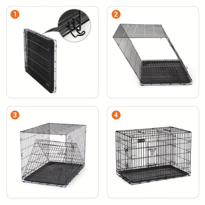 Gabbia per Cani, Casetta per Cani con 2 Porte, 122x74,5x80,5 cm