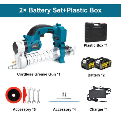 Pistola per Grassi Senza Fili Gisam 10000PSI Motore Brushless ad Alta Pressione con Cartuccia da 16oz e Custodia, Compatibile con Batteria Makita 18V, Strumento Professionale per Lubrificazione Auto (Utensile Elettrico)