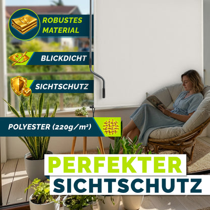 Tenda Verticale Tillvex® per Interni ed Esterni | Tenda Avvolgibile Impermeabile con Manovella per Balcone, Terrazza e Giardino | Tenda Avvolgibile in Alluminio per Protezione Solare | Schermo Privacy per Esterni