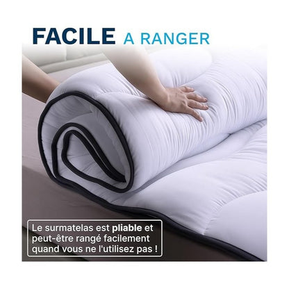 Materasso Cloud 600 Gsm Morbido e Traspirante in Fibre Vergini - Tessuto Morbido e Piacevole al Tocco, Design Ondulato Confortevole, Cinghie di Retenzione Elastiche, Lavabile in Lavatrice