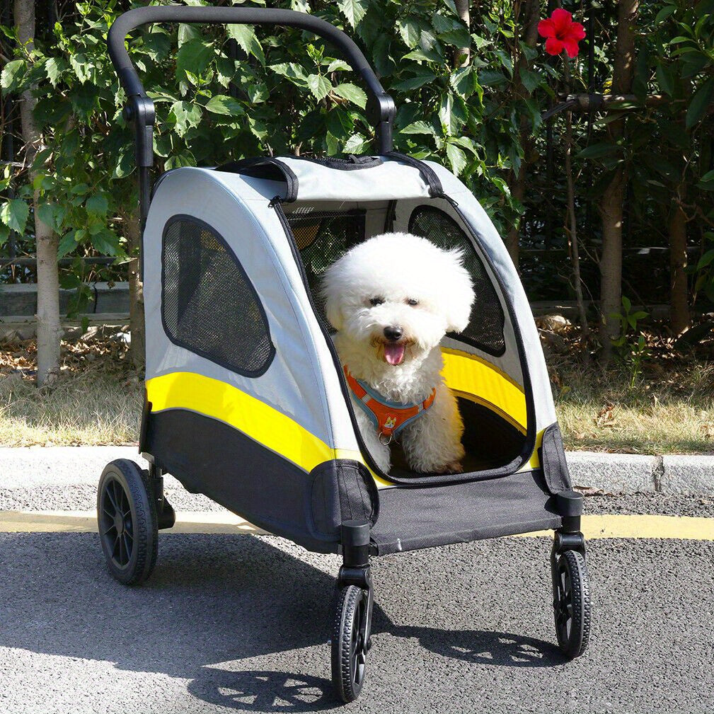 M/L/XL Passeggino Pieghevole per Cani di Taglia Piccola, Carrello Rotante per Animali Domestici a 4 Ruote per Cane e Gatto