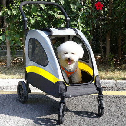M/L/XL Passeggino Pieghevole per Cani di Taglia Piccola, Carrello Rotante per Animali Domestici a 4 Ruote per Cane e Gatto