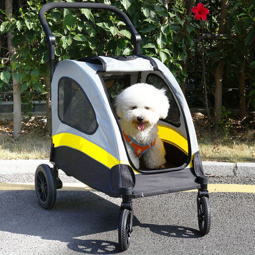 M/L/XL Passeggino Pieghevole per Cani di Taglia Piccola, Carrello Rotante per Animali Domestici a 4 Ruote per Cane e Gatto