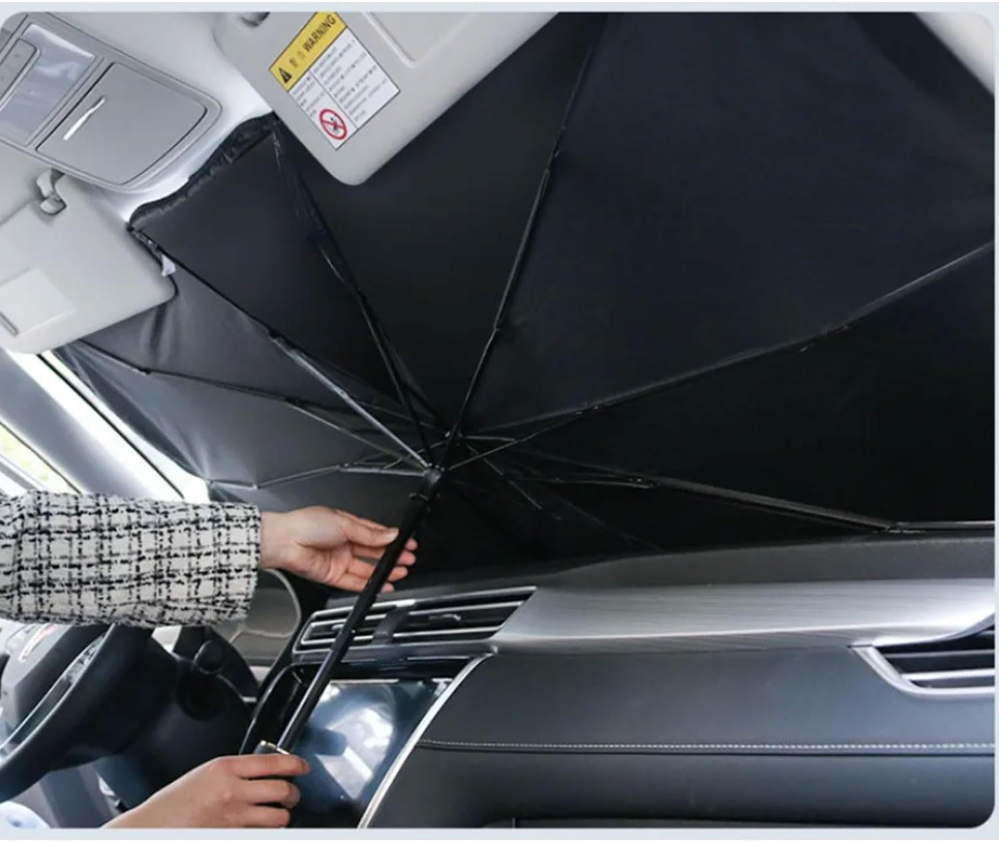 Cecaro Group 2 PEZZI Parasole auto ad ombrello, parabrezza interno auto ombrello con apertura rapida, parasole per auto protezione dal sole raggi UV 130x75 cm
