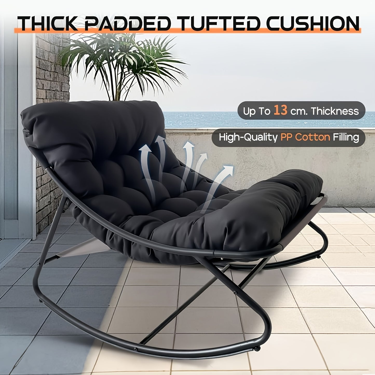 Poltrona a Dondolo per Soggiorno Moderna con Funzione Reclinabile, Poltrona a Dondolo per Casa, Dondolo di Lusso per da Letto, Disponibile nei Colori Nero e Grigio, Perfetta per il Tempo Libero in Famiglia, Regalo Ideale per le Vacanze, Adatta a Tutte e Q