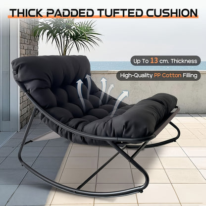 Poltrona a Dondolo per Soggiorno Moderna con Funzione Reclinabile, Poltrona a Dondolo per Casa, Dondolo di Lusso per da Letto, Disponibile nei Colori Nero e Grigio, Perfetta per il Tempo Libero in Famiglia, Regalo Ideale per le Vacanze, Adatta a Tutte e Q