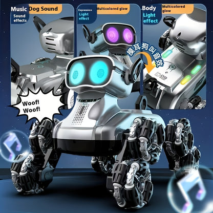 Robot per cani con 8 ruote, auto giocattolo intelligente per cani, auto da stunt con gesti e doppio controllo, auto da arrampicata deformabile, veicolo fuoristrada giocattolo, doppia batteria a energia, regalo preferito per le vacanze
