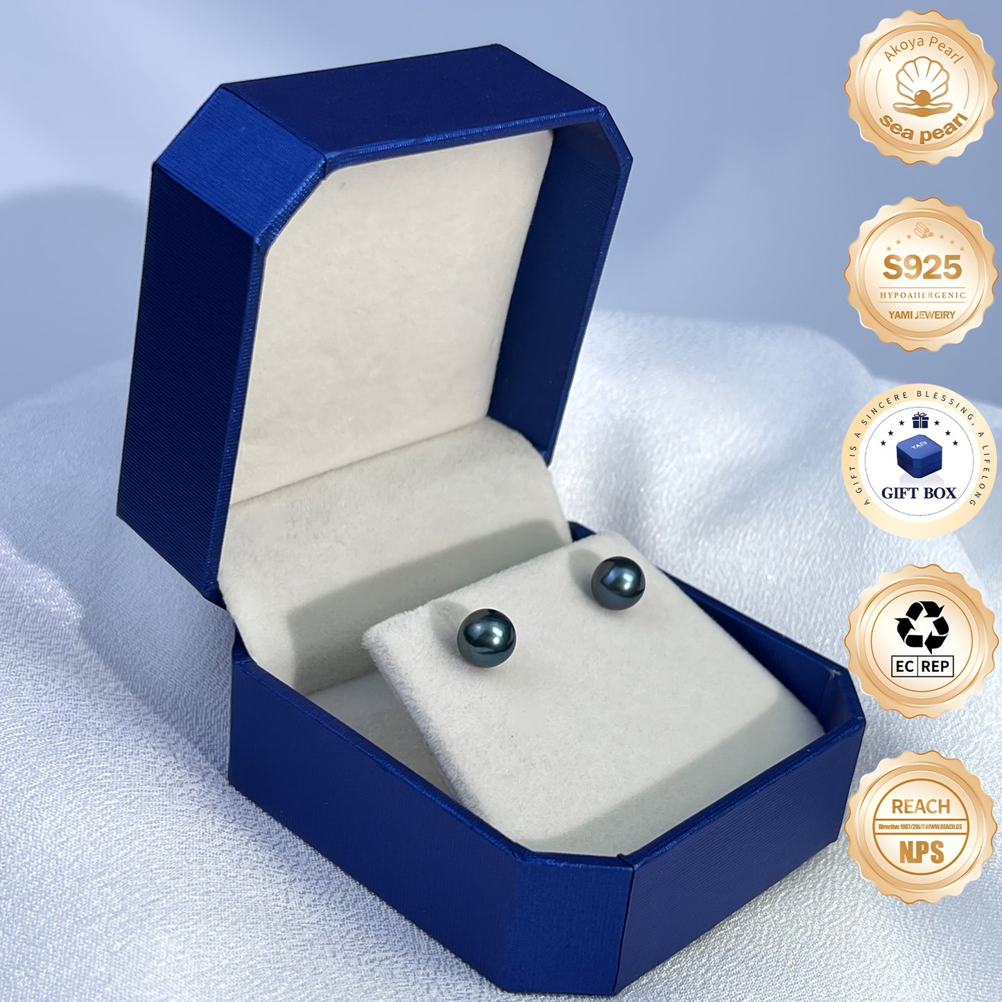Orecchini rotondi neri in perle di mare coltivate in acqua salata, argento sterling S925, per mamma, fidanzata, amante, il miglior regalo per tutte le feste