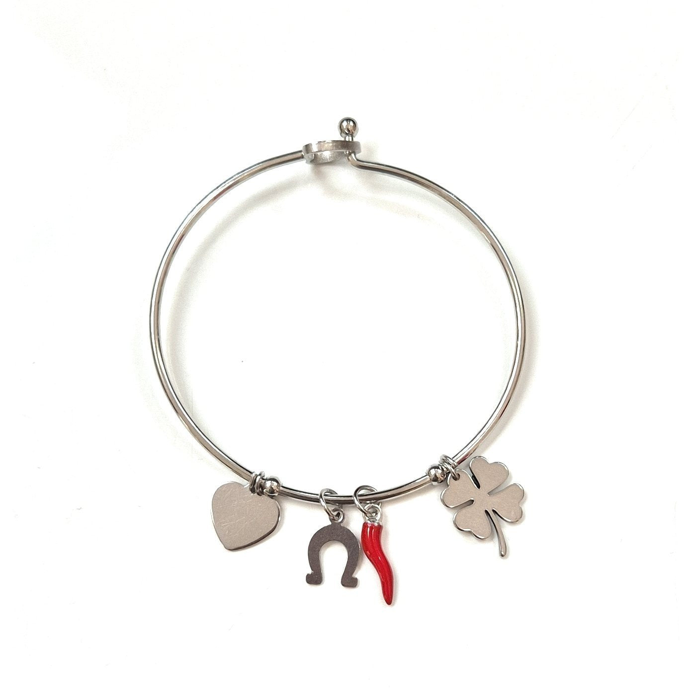 Bracciale donna rigido con corno Portafortuna