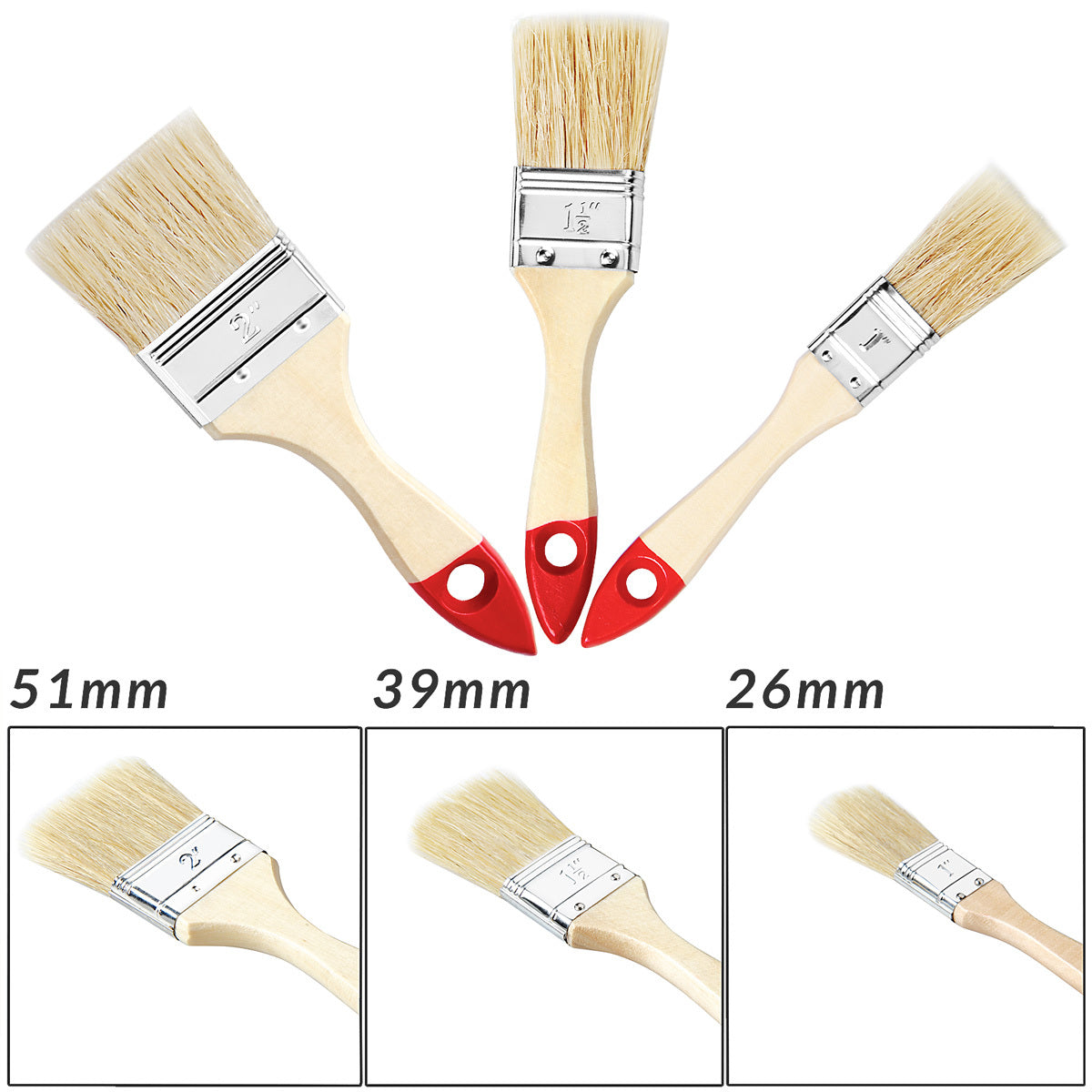 MONZANA® Set di 15 Pennelli per Pittura, 3 Misure Diverse, Ideale per Vernice e Stainatura su Legno