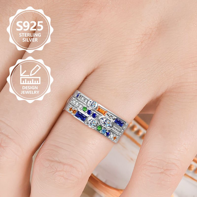 Anello da donna in argento sterling 925, squisito e alla moda, elegante e di tendenza, un anello di gioielleria da donna di alta gamma con un'aspetto raffinato, adatto per viaggi di vacanza, uso quotidiano e un regalo commemorativo ideale per gli amici