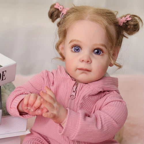 Bambola Reborn Morbida 22 pollici/55 cm, Principessa Bionda Elegante, Bambola Dipinta a Mano, Il Regalo Perfetto per Bambini!