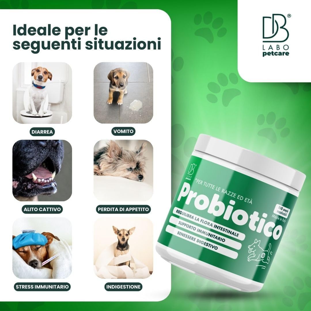 DB Labo - Probiotici per Cani - Probiotico Digestivo Per Cani dona Benessere - Fermenti Lattici Cane