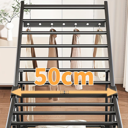 Stendino per Biancheria Pieghevole in Alluminio Resistente con Scarpiere - Design 3 Secondi, Altezza Regolabile, 4 Ruote per Interno/Esterno, Montaggio Senza Attrezzi, Struttura A-Frame Stabile, Grigio Portatile Salvaspazio, Assemblaggio Semplice, Costruz