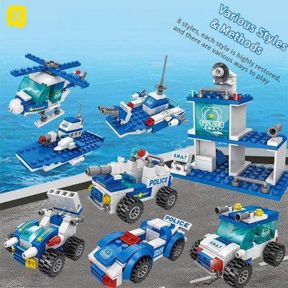 [Blue Patrol Polizia Blocchi da Costruzione Carpoy] Camion Blocchi da Costruzione Modello Auto | Kit di Costruzione | Auto della Polizia | Adatto per Regali di Festa/Ringraziamento/Halloween/Regali di Natale