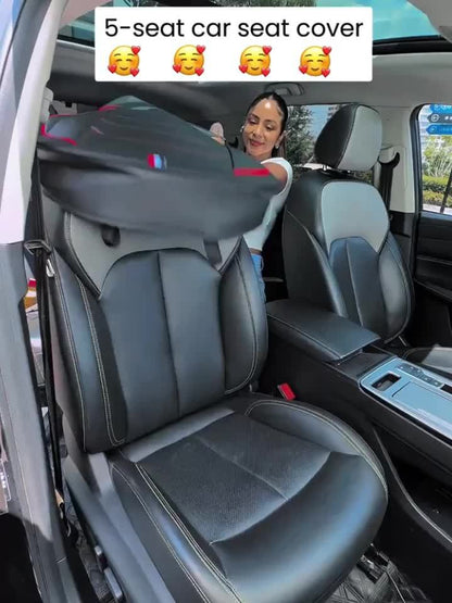 Set Completo di Coprisedili Auto Premium a 5 Posti, Universale per la Maggior Parte dei Veicoli, Protezione Antiscivolo a Copertura Totale con Cuscini Poggiatesta, Design Resistente ed Elegante