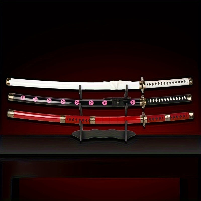 3 Pezzi Set Spada Anime, Lama in Bambù Sicura Non Affilata, Accessorio Cosplay, Katana Spada Samurai, Regalo per Halloween e Natale, Cintura e Portaspada Inclusi