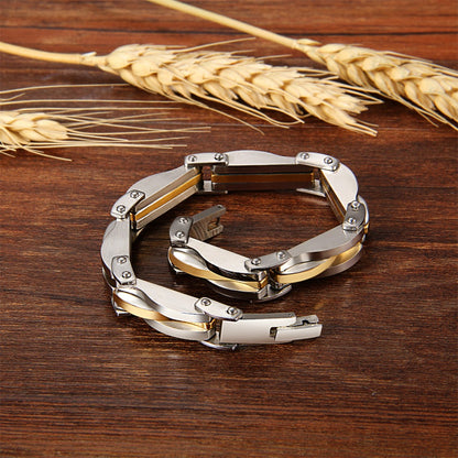 Bracciale da uomo JewelryWe Punk, bracciale a maglie da motociclista in acciaio inossidabile larghezza 10.6mm, gioielli da uomo per feste e Halloween