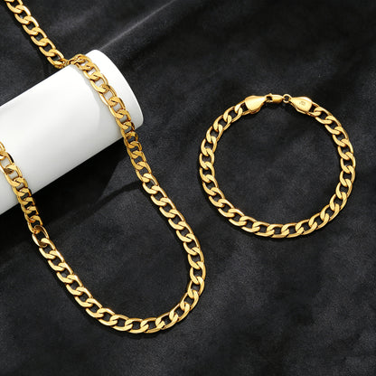 Magazzino Locale, Argento 925, Set Due Pezzi Dorato (Bracciale, Collana), Grammage Argentato 10G, Stile Hip Hop Street, Regalo Perfetto, Bellissima Confezione Regalo Offerta