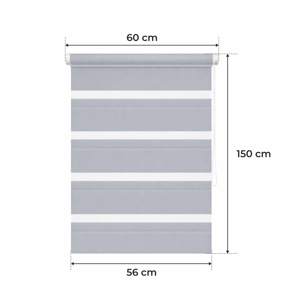 Tenda a Rullo Giorno & Notte - Grigio Chiaro - 32 Misure - BOJANEK Giorno & Notte - Installazione Finestra Non Invasiva, Nessuna Foratura Richiesta, Regolazione a Catena, Supporti Regolabili per Varie Spessori di Finestre, Design Moderno, Protezione dalla