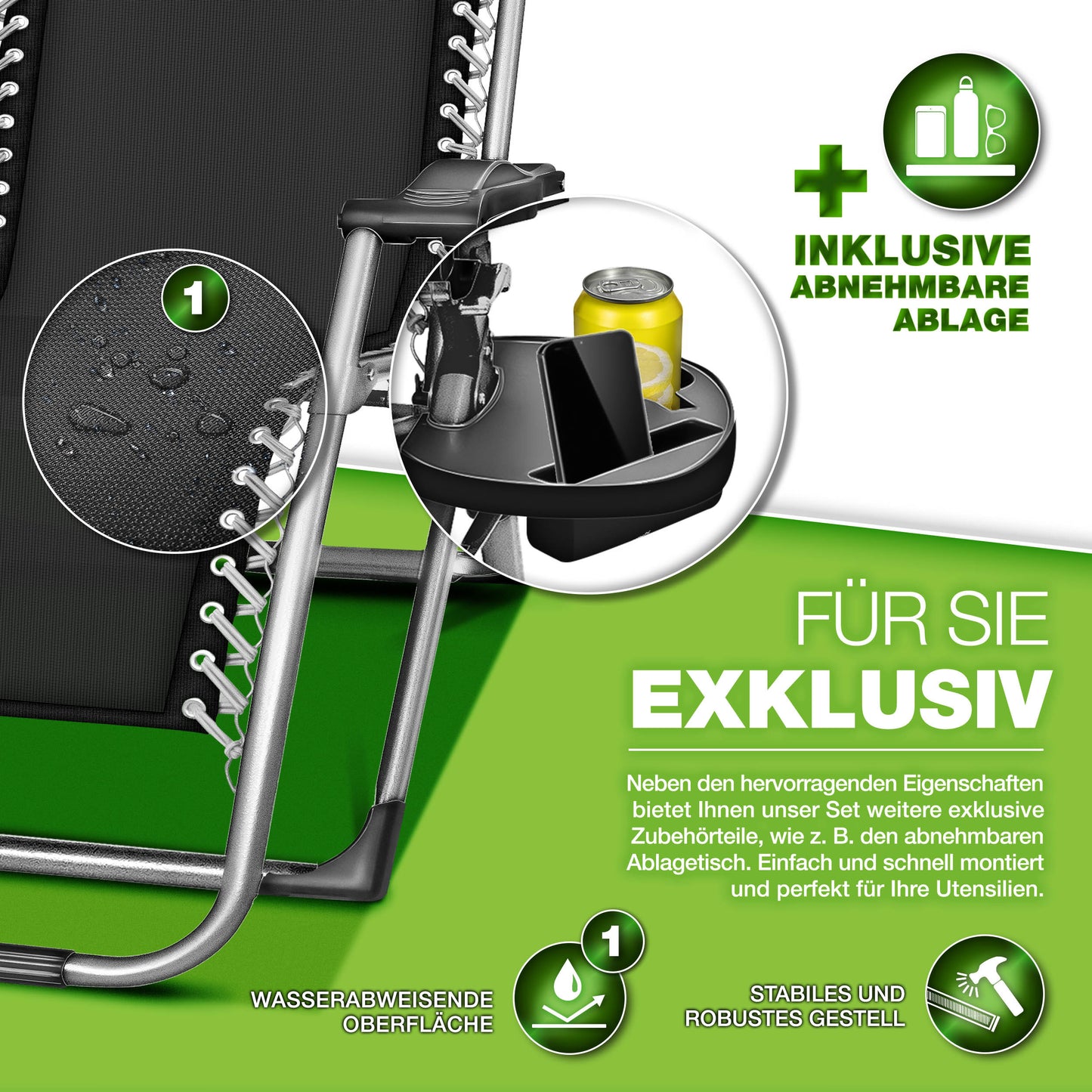 Tillvex® Poltrona Reclinabile Pieghevole Fino a 200Kg Lettino Parasole da Esterno per Giardino con Cuscino Resistente alle Intemperie Balcone, Giardino & Terrazza Lounge Esterno Regolabile con Imbottitura Spessa Poltrona Reclinabile Pieghevole Extra Larga