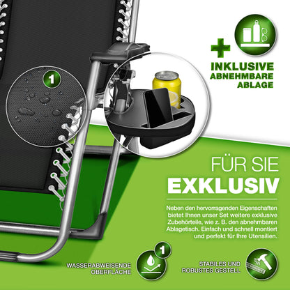 Tillvex® Poltrona Reclinabile Pieghevole Fino a 200Kg Lettino Parasole da Esterno per Giardino con Cuscino Resistente alle Intemperie Balcone, Giardino & Terrazza Lounge Esterno Regolabile con Imbottitura Spessa Poltrona Reclinabile Pieghevole Extra Larga