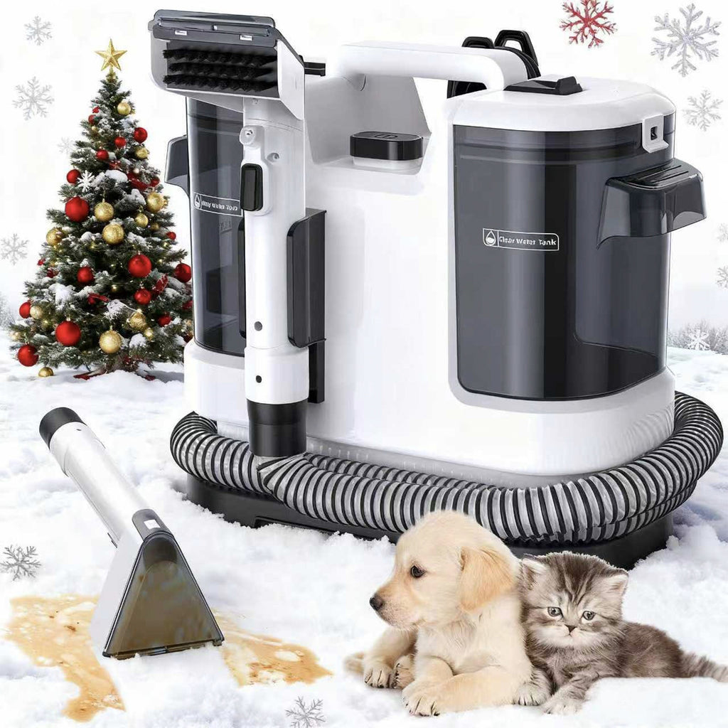 Macchina per la pulizia di macchie di tappeti e rivestimenti portatile multiuso, potente aspirazione da 22500Pa, macchina per la pulizia di tessuti con doppio serbatoio dell'acqua, smacchiatore non chimico per tappeti, animali domestici, sedili auto, diva