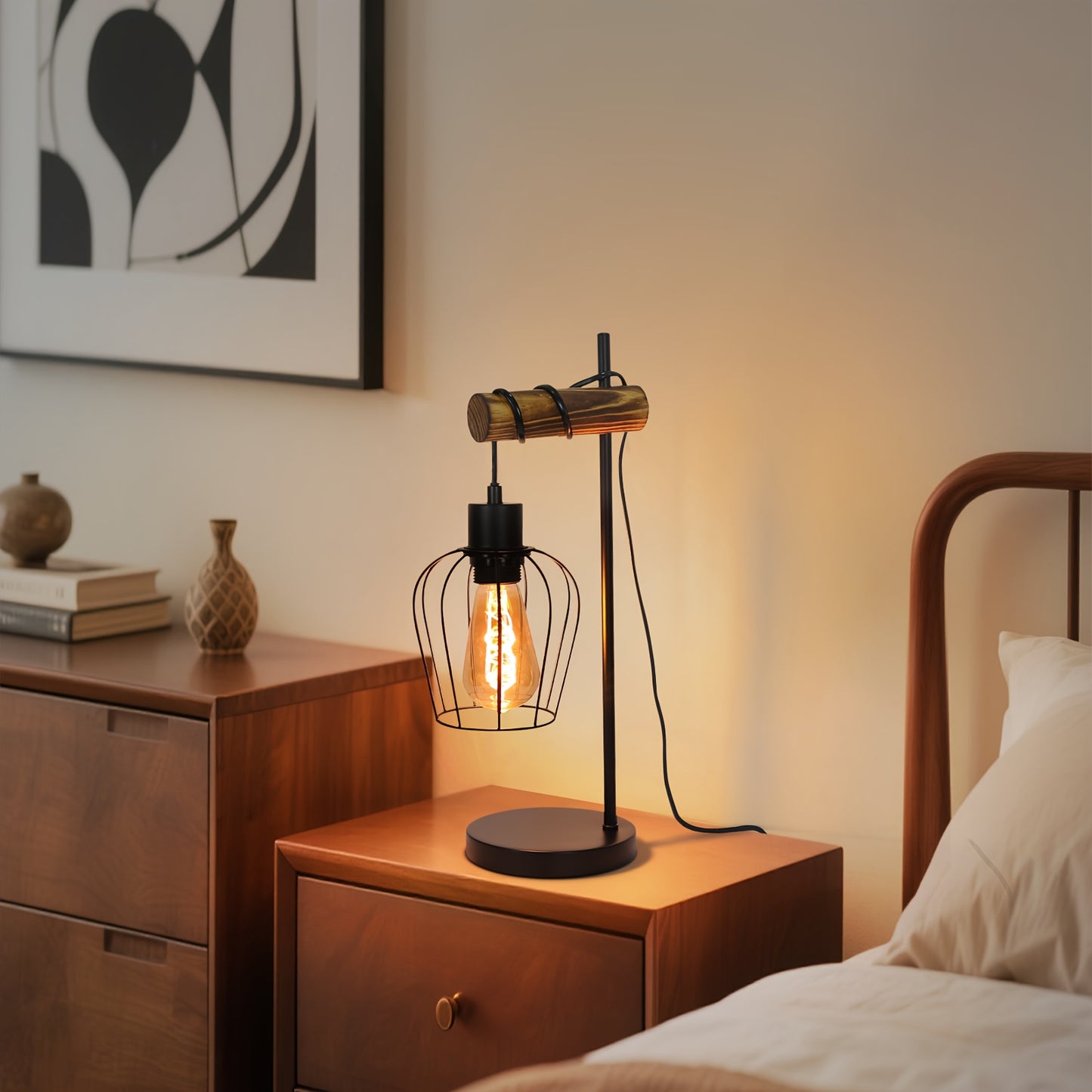 Lampada da comodino retrò a singola lampada, Lampada da tavolo per soggiorno in stile industriale, Dotata di interruttore, Lampadina non inclusa (ti aiuta a creare il tuo stile unico).