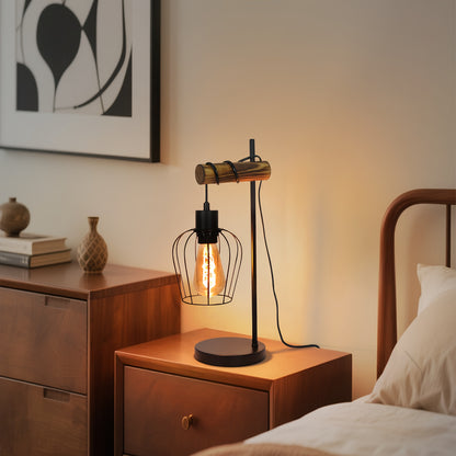 Lampada da comodino retrò a singola lampada, Lampada da tavolo per soggiorno in stile industriale, Dotata di interruttore, Lampadina non inclusa (ti aiuta a creare il tuo stile unico).