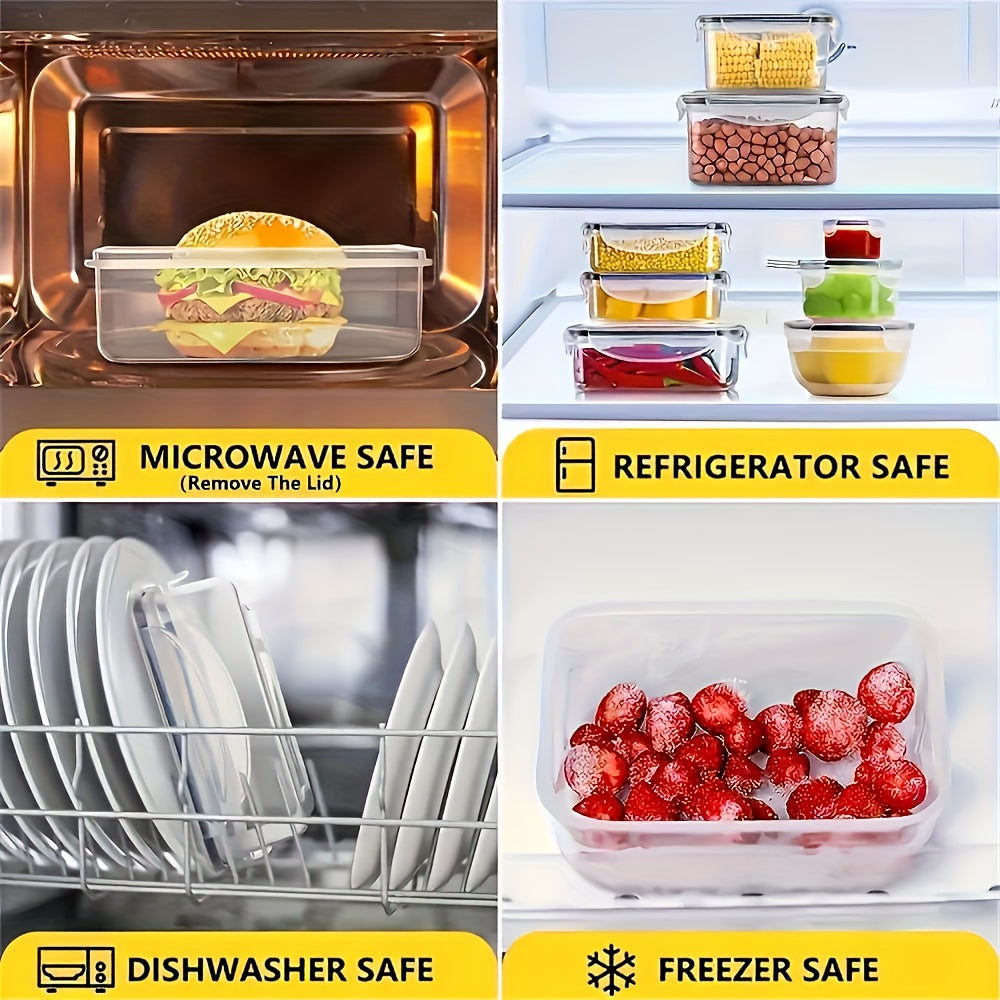 Set di 48 contenitori per alimenti sicuri, con coperchi facili da fissare (24 coperture + 24 recipienti) - barattoli ermetici in plastica ideali per conservazione degli alimenti, viaggi, picnic all'aperto e organizzazione della cucina, inclusi etichette e