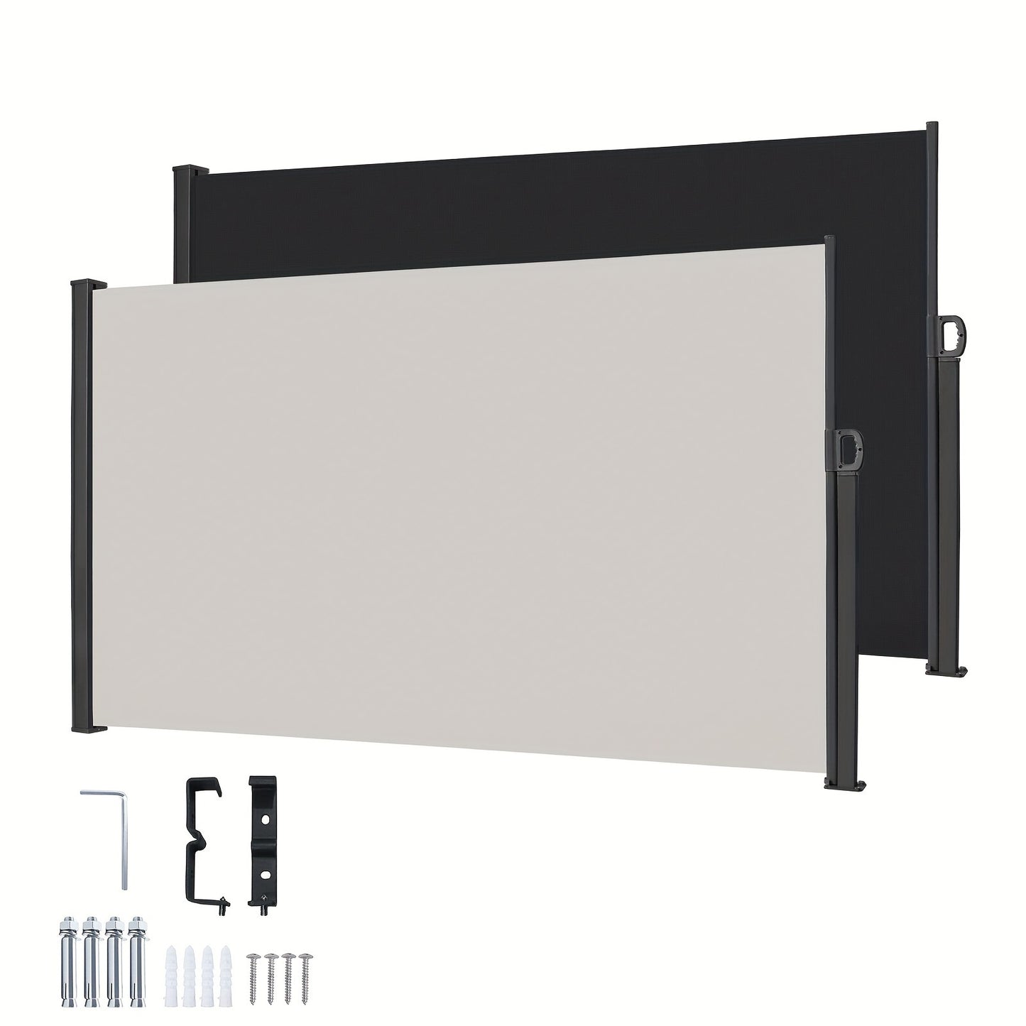Tenda Laterale Parasole, 160X300Cm/180X300Cm/200X300Cm Protezione Solare, Schermo Privacy, Protezione Vento, per Balcone, Terrazza, Giardino, Grigio/Grigio Scuro