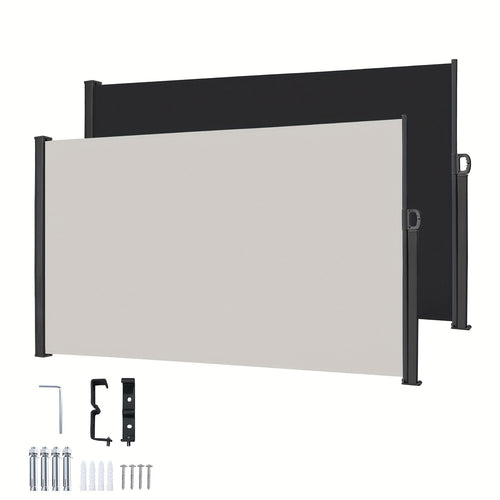 Tenda Laterale Parasole, 160X300Cm/180X300Cm/200X300Cm Protezione Solare, Schermo Privacy, Protezione Vento, per Balcone, Terrazza, Giardino, Grigio/Grigio Scuro