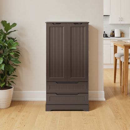 Credenza pensile per cucina - Mobiletto a pavimento con 2 cassetti e 2 ante - 60x40x120cm - Armadi da cucina bianchi