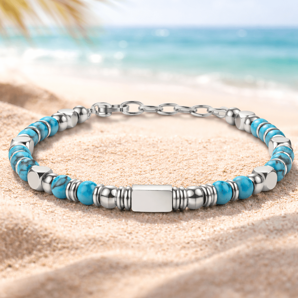 Bracciale con Perle per Donna & Uomo - Bracciale in Acciaio Inossidabile Color Argento con Pietre di Perla, Bracciale Gioiello Regalo per Donna, Sorella, Migliore Amica