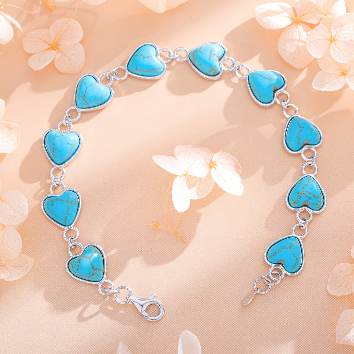 Bracciale da donna in argento 925 con cuore turchese, braccialetto squisito, regalo quotidiano per donne, regalo per le vacanze, regalo di San, regalo per la festa della mamma, regalo per il dating, fornito con confezione regalo