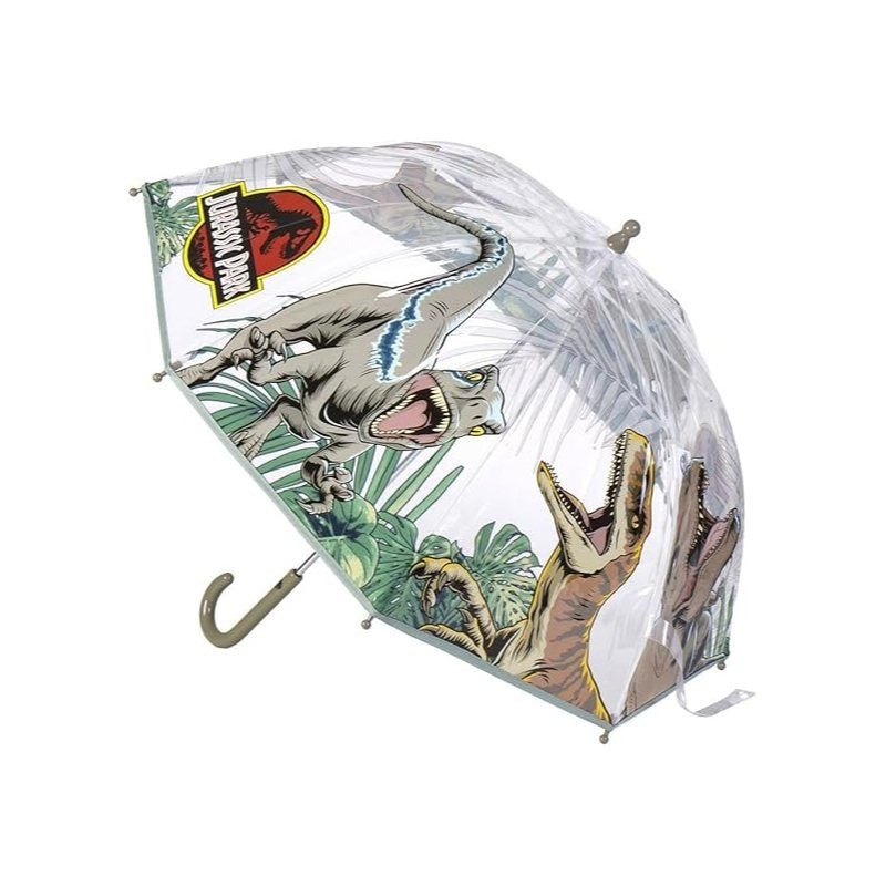JURASSIC WORLD - Ombrello da Pioggia Trasparente e Multicolore unisex a campana per bambini DINOSAURI T-REX