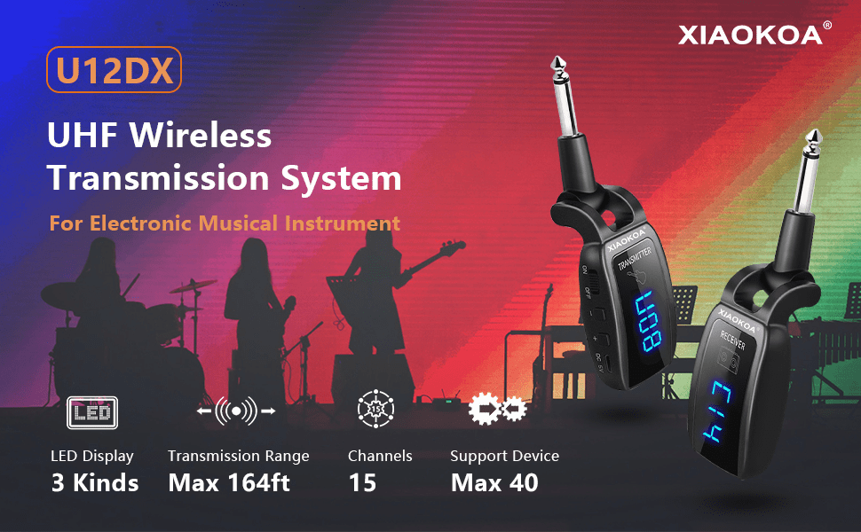 Sistema per chitarra wireless UHF Trasmettitore ricevitore wireless per chitarra elettrica e basso