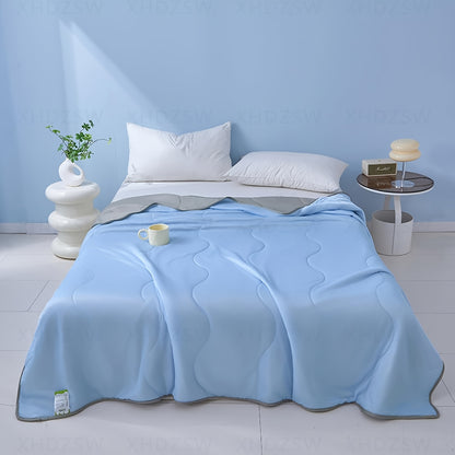 Coperte Autorinfrescanti Estive King Queen Full Twin per Chi Dorme Caldo, Coperta Ghiaccio Morbida Leggera Traspirante Antisudore per Chi Soffre di Sudorazione Notturna, Copripiumino Copriletto Trapunta Grande Double-Face Coperta Plaid Blu Grigio Verde pe