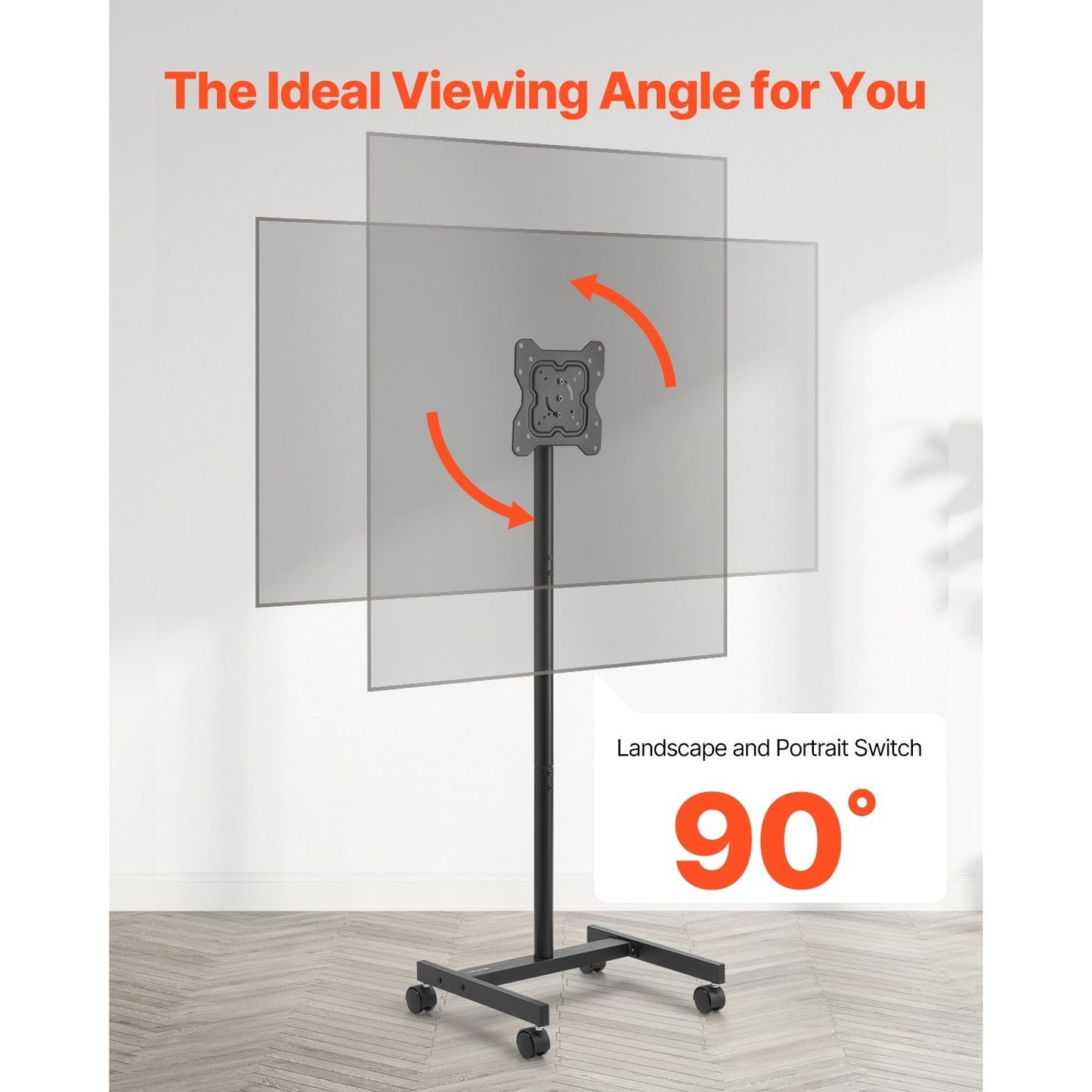 VEVOR Carrello TV Mobile con Ruote per Schermi da 17 a 55 Pollici, Capacità di 44 lbs