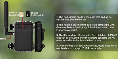 Confezione da 2 telecamere intelligenti cellulari 4G LTE / Confezione da 1 telecamera 4G, con streaming live 2K, scheda SIM integrata, accesso tramite app remota, riproduzione registrazione, attivazione di movimento e tempo di attivazione di 0,2 secondi,