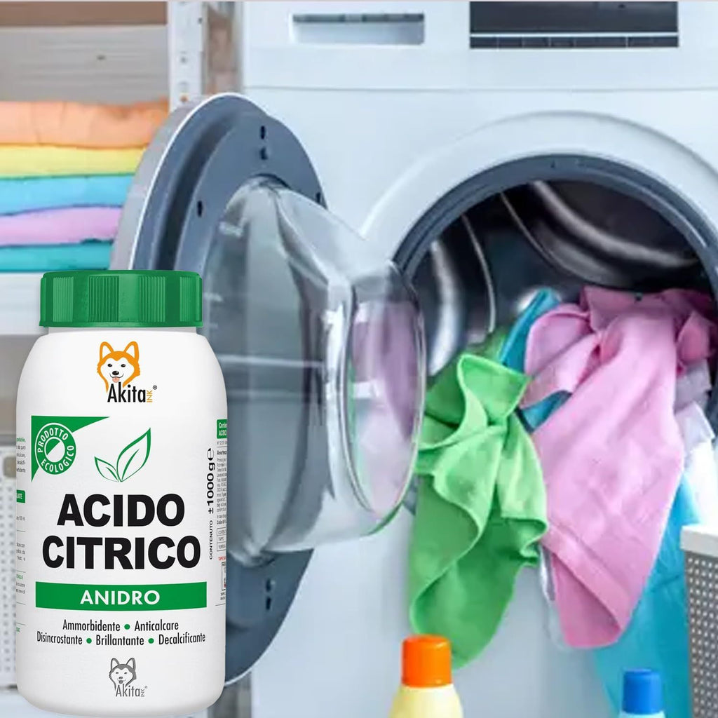 Akitaink Acido Citrico in Polvere, Multiuso per Pulizia e Igiene della Casa: Ammorbidente, Anticalcare, Brillantante, Disincrostante, Decalcificante - 2 kg