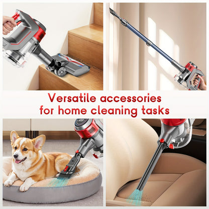 Aspirapolvere senza fili leggero da 60-70 Kpa con spazzola anti-groviglio, livelli di aspirazione multipli e una lunga durata di fino a 45 minuti, adatto per tappeti, peli di animali domestici e pavimenti in legno duro durante la pulizia di primavera