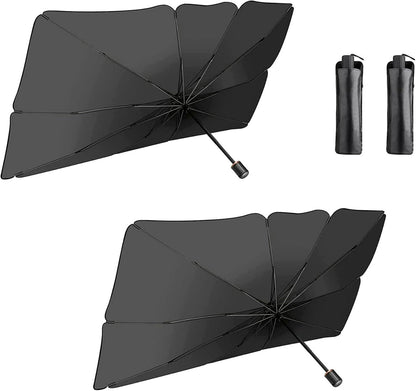 Cecaro Group 2 PEZZI Parasole auto ad ombrello, parabrezza interno auto ombrello con apertura rapida, parasole per auto protezione dal sole raggi UV 130x75 cm